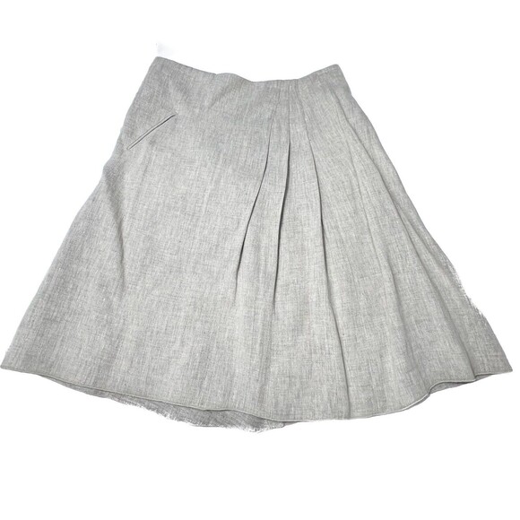 Gunex Skirt Linen Size 8 Hidden Zip Pleated Pocket Beige - Picture 1 of 8